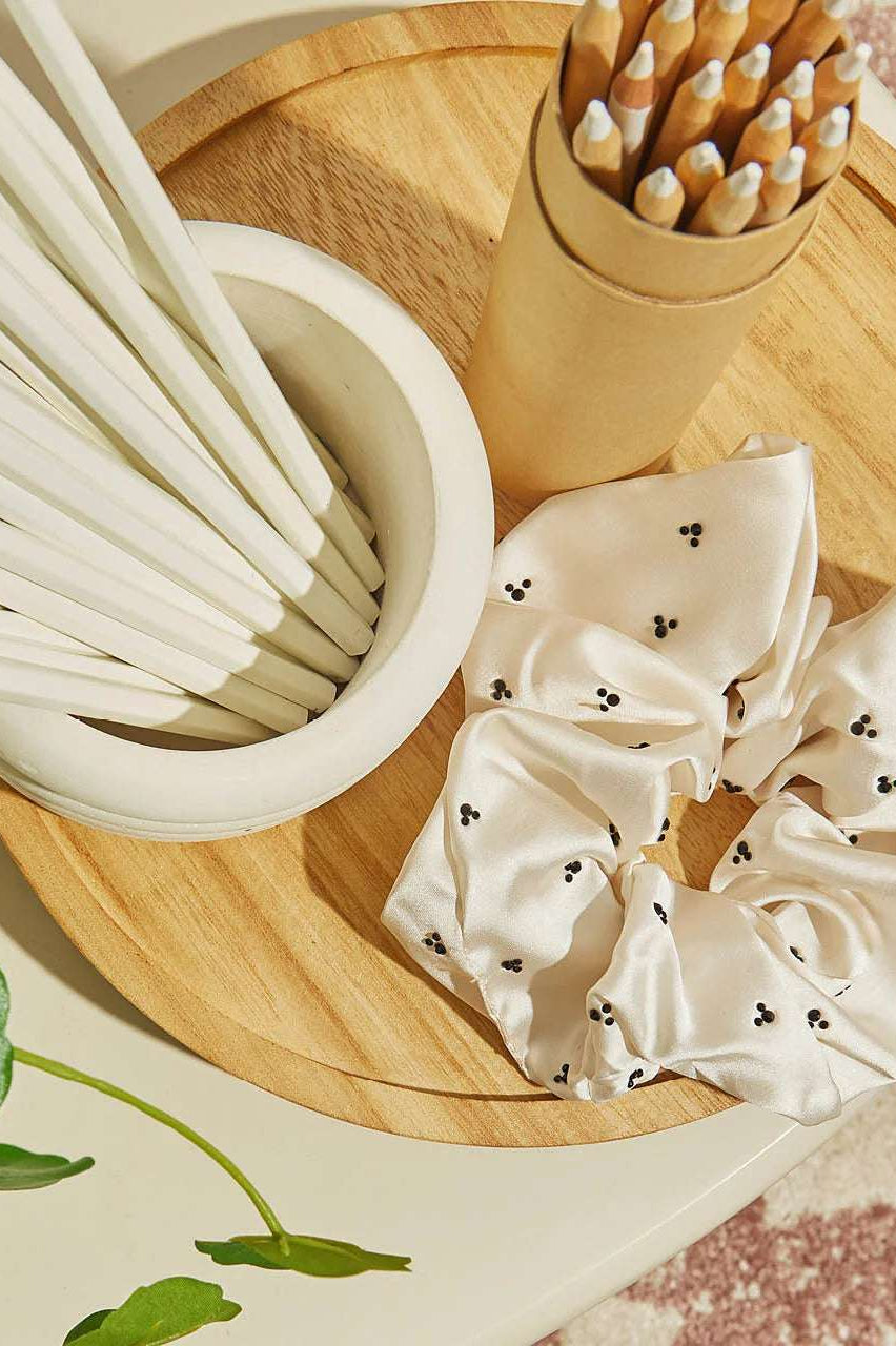 Kitsch & Mickey and Minnie Recycled Fabric Rhinestone Scrunchie Hair Band by Kitsch as seen on celebrities