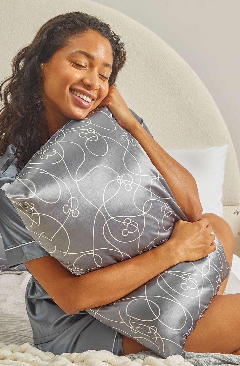 Kitsch & Mickey and Minnie Satin Pillowcase Standard Mickey Maze Pillow by Kitsch as seen on celebrities