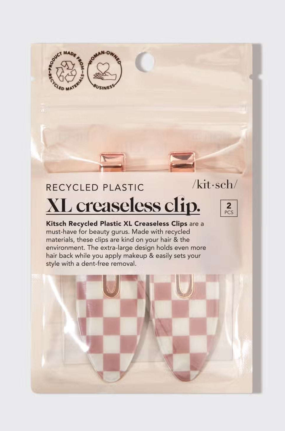 Kitsch Recycled Plastic Xl Creaseless Hair Clips 2pc Set Hair Slides by Kitsch as seen on celebrities