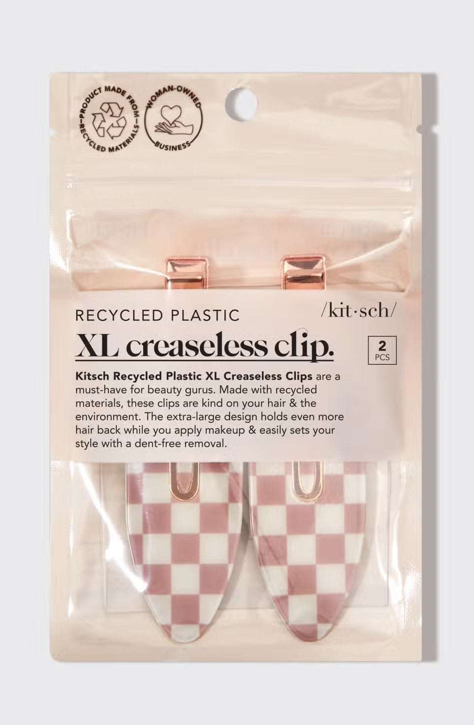 Kitsch Recycled Plastic Xl Creaseless Hair Clips 2pc Set Hair Slides by Kitsch as seen on celebrities