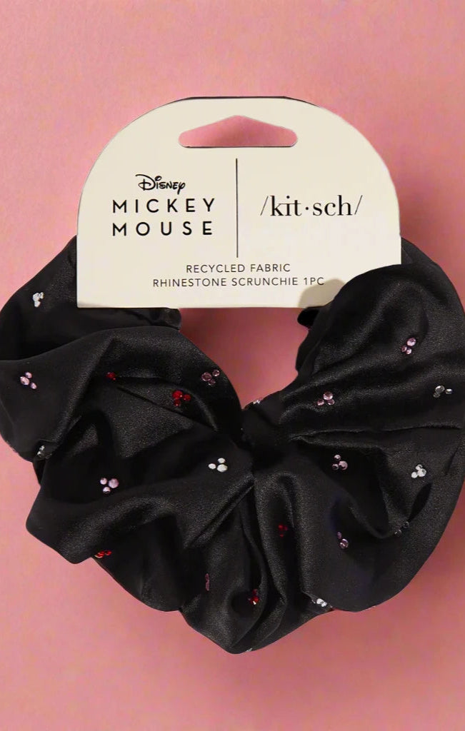 Kitsch & Mickey and Minnie Recycled Black Fabric Rhinestone Scrunchie Hair Band by Kitsch as seen on celebrities