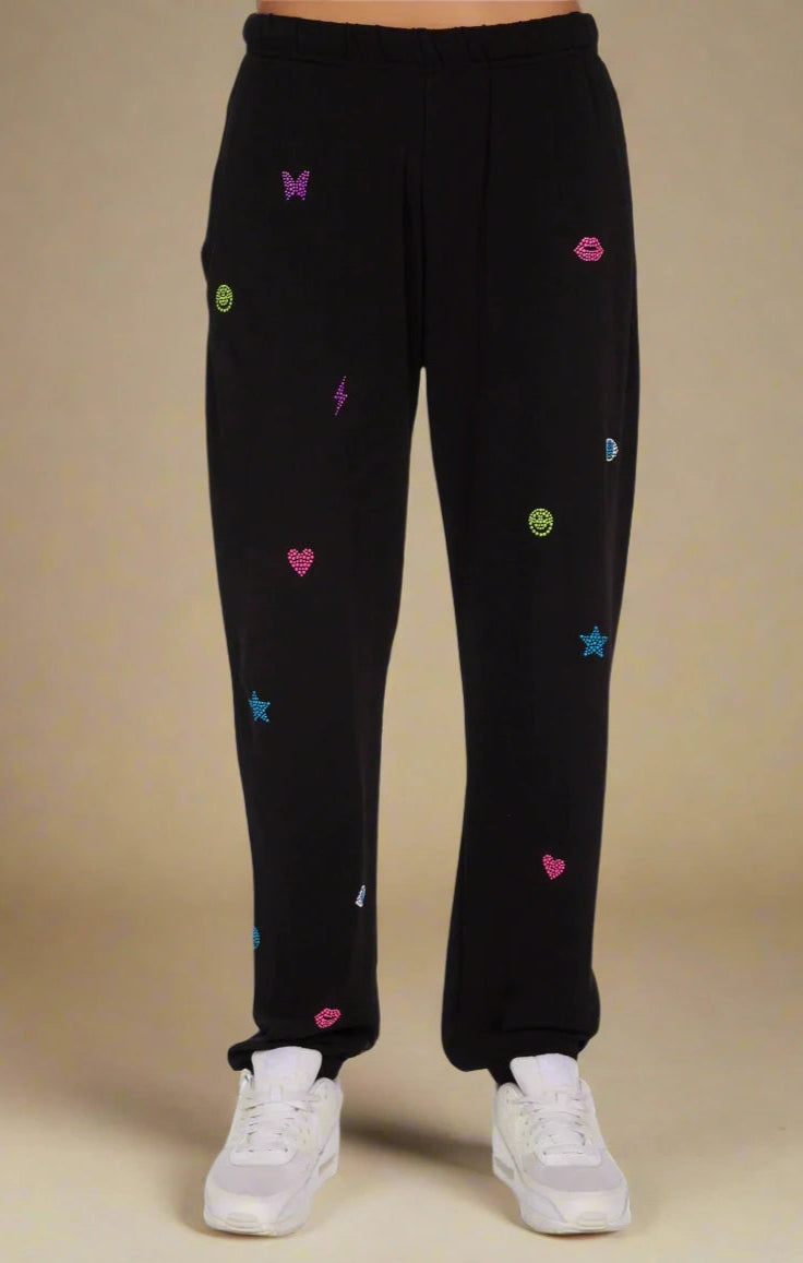 Lauren Moshi Chantria Neon Stud Elements Sweatpants Sweatpants by Lauren Moshi as seen on celebrities