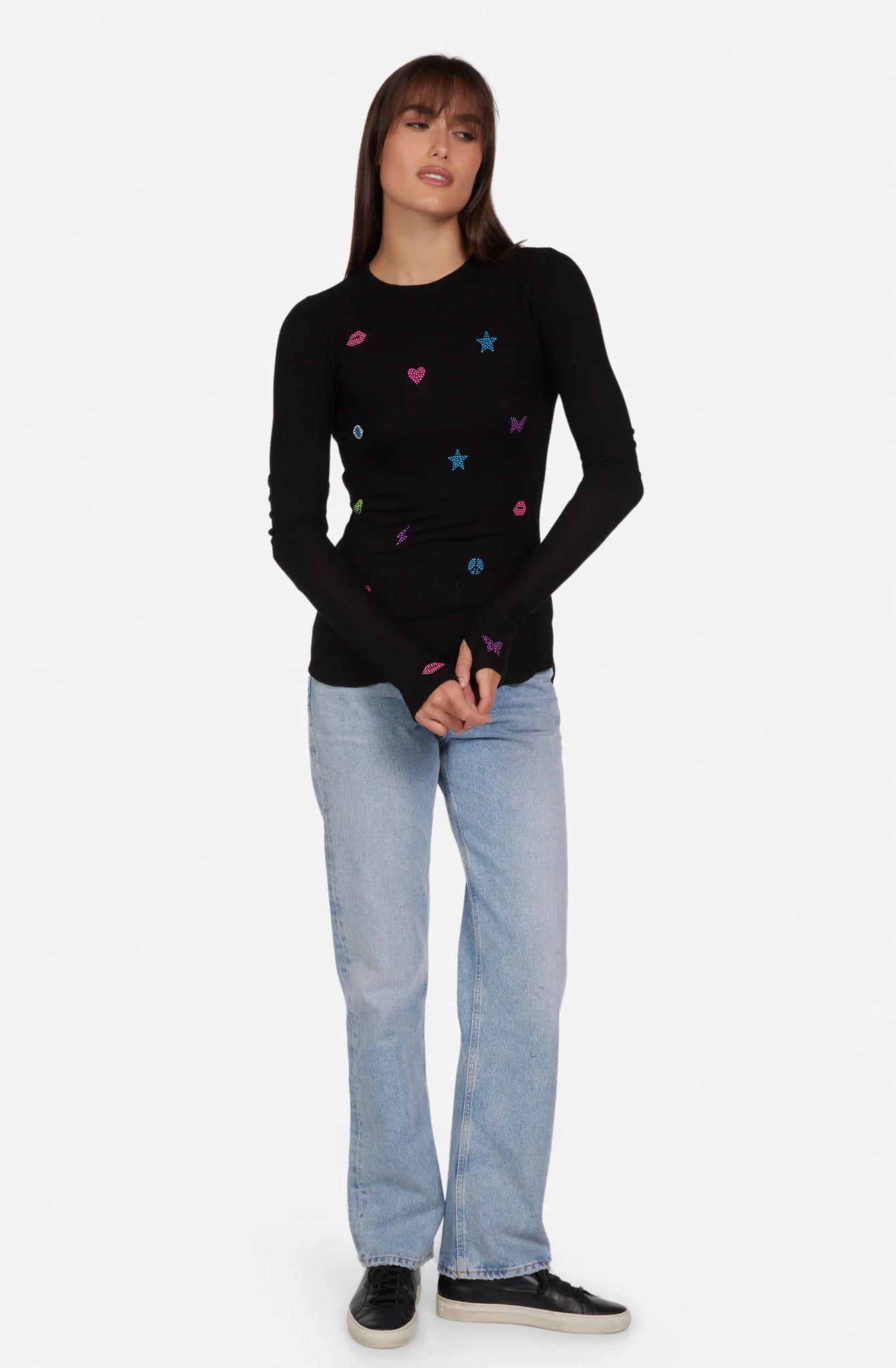 Lauren Moshi McKinley Neon Stud Elements Thermal Top Long Sleeved Top by Lauren Moshi as seen on celebrities