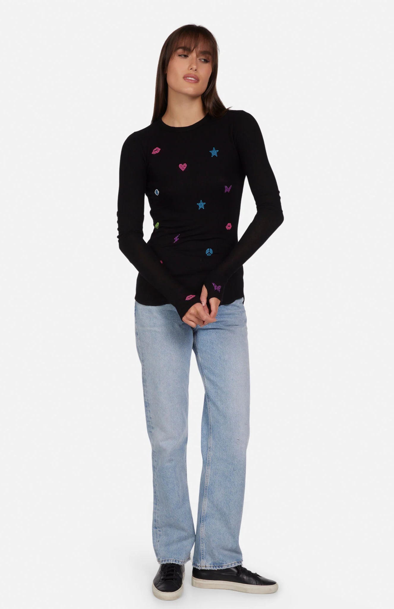 Lauren Moshi McKinley Neon Stud Elements Thermal Top Long Sleeved Top by Lauren Moshi as seen on celebrities