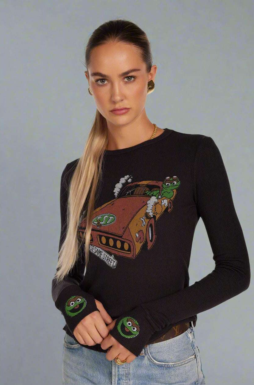 Lauren Moshi McKinley Oscar The Grouch Racing Long Sleeved Tee Long Sleeved Top by Lauren Moshi as seen on celebrities