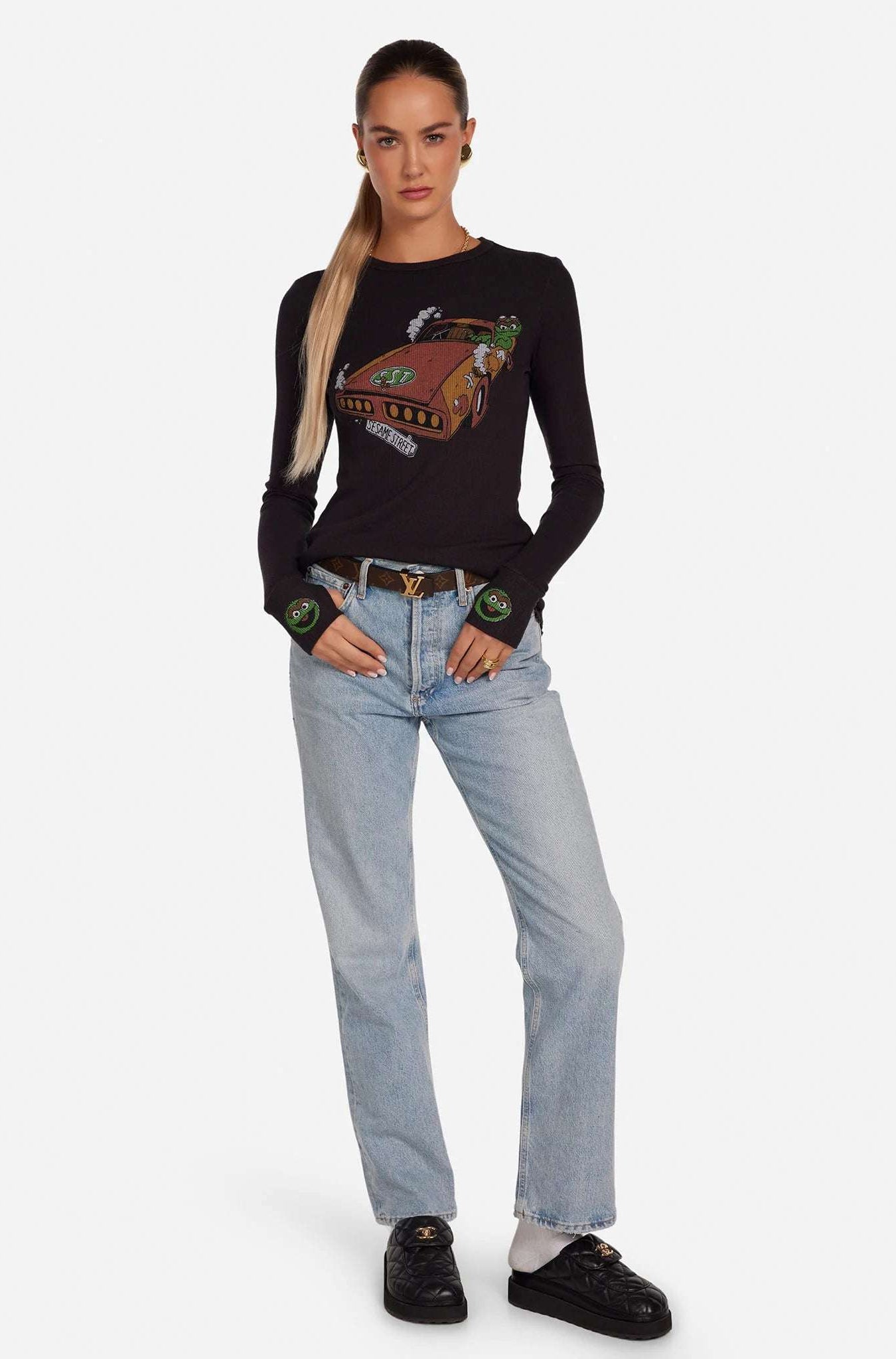 Lauren Moshi McKinley Oscar The Grouch Racing Long Sleeved Tee Long Sleeved Top by Lauren Moshi as seen on celebrities