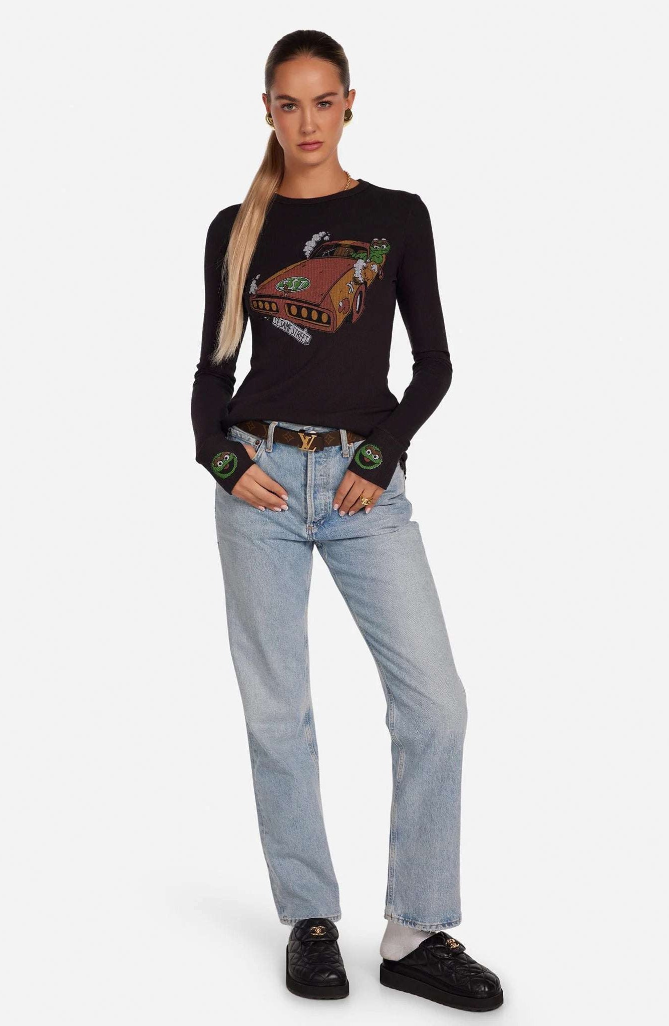 Lauren Moshi McKinley Oscar The Grouch Racing Long Sleeved Tee Long Sleeved Top by Lauren Moshi as seen on celebrities