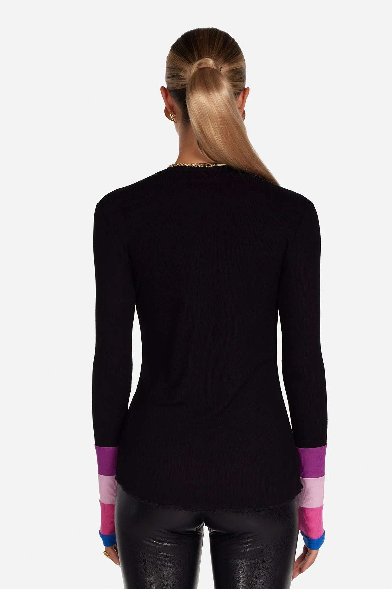 Lauren Moshi Shyla Pink Ombre Lip Top Long Sleeved Top by Lauren Moshi as seen on celebrities