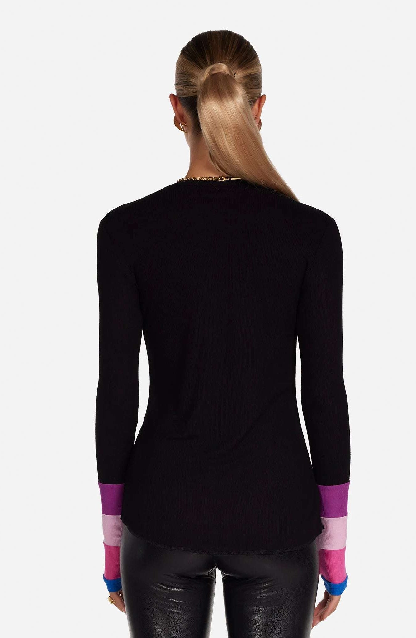 Lauren Moshi Shyla Pink Ombre Lip Top Long Sleeved Top by Lauren Moshi as seen on celebrities