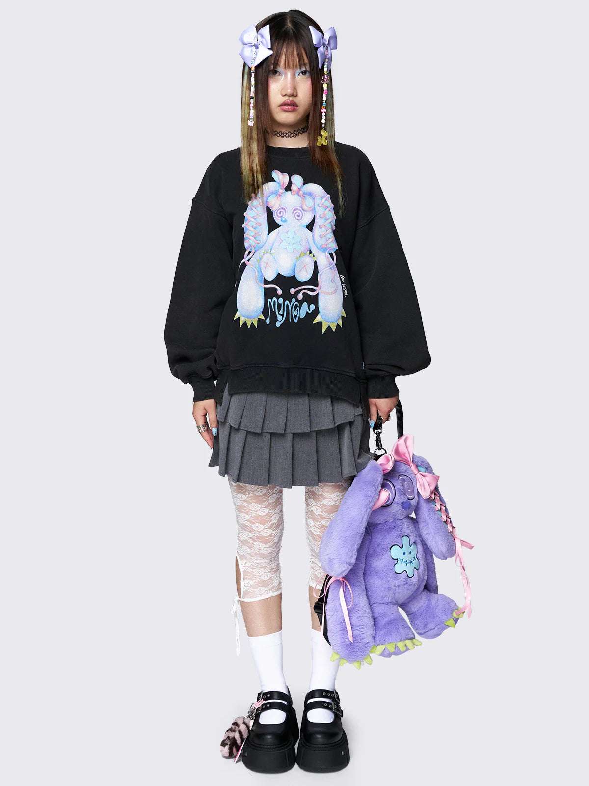 Minga London x Ema Gaspar Bunny Graphic Sweatshirt Sweater by Minga London as seen on celebrities