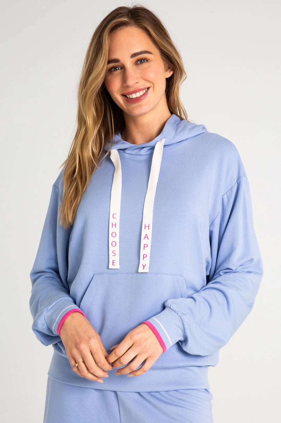 PJ Salvage Choose Happy Long Sleeve Hooded Top Hooded Sweatshirt by PJ Salvage as seen on celebrities