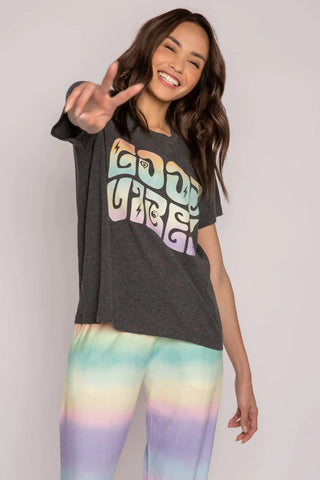 Shop PJ Salvage Gradient Good Vibes T-Shirt - Premium T-Shirt from PJ Salvage Online now at Spoiled Brat 