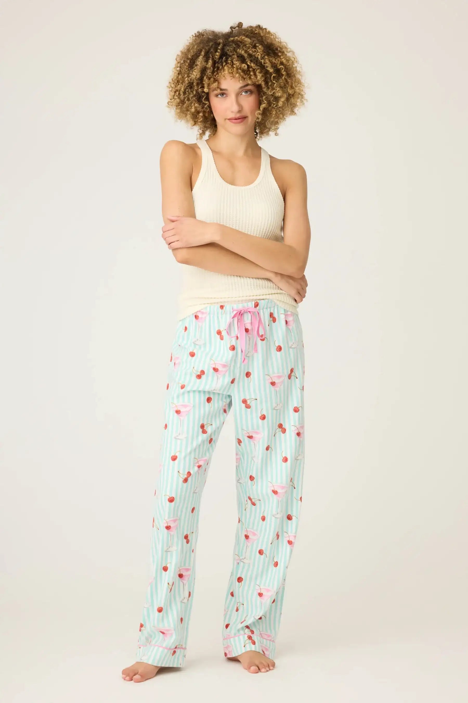 PJ Salvage Ma Cherie Cherry Print Flannel PJ Pants