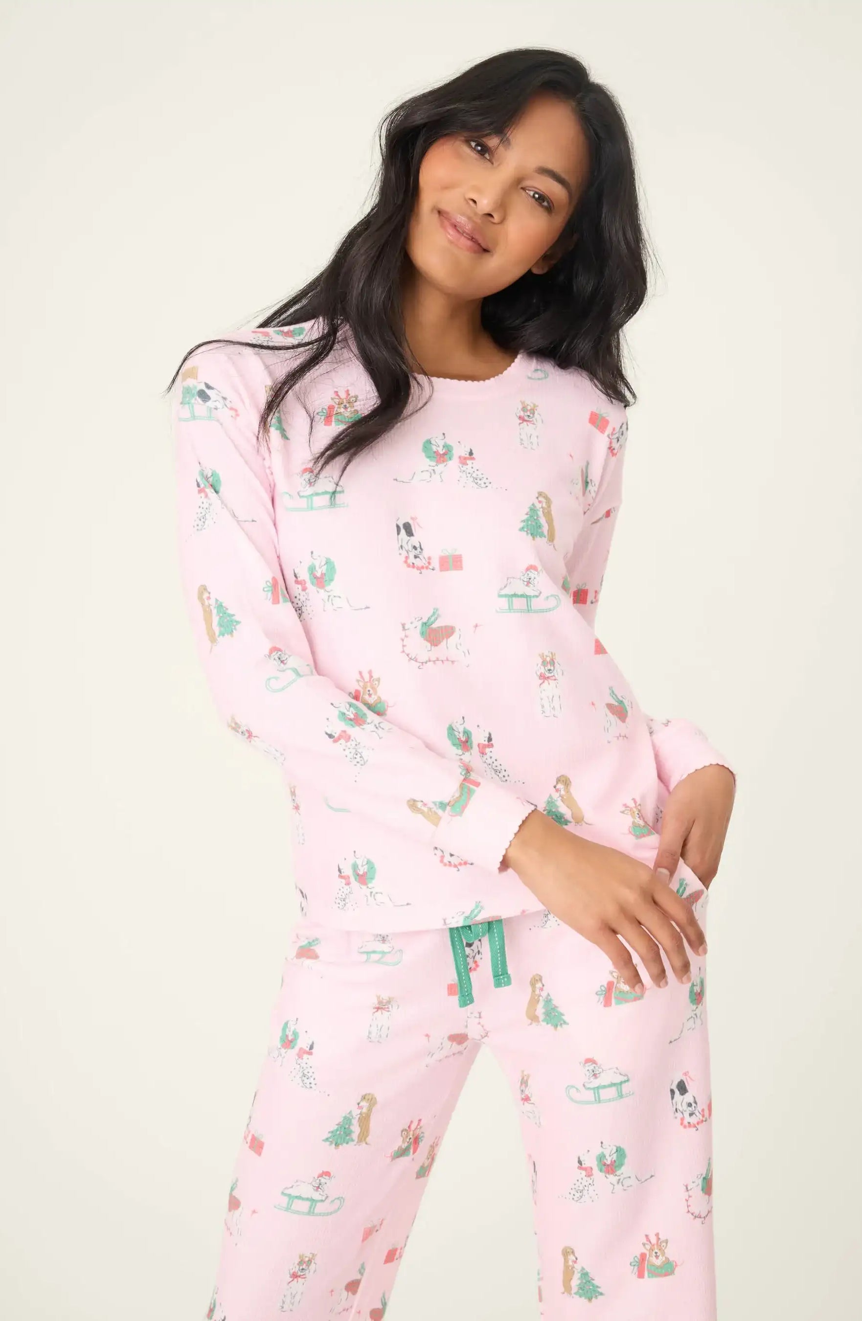 PJ Salvage Peace & Pawlidays Dog Print PJ Top