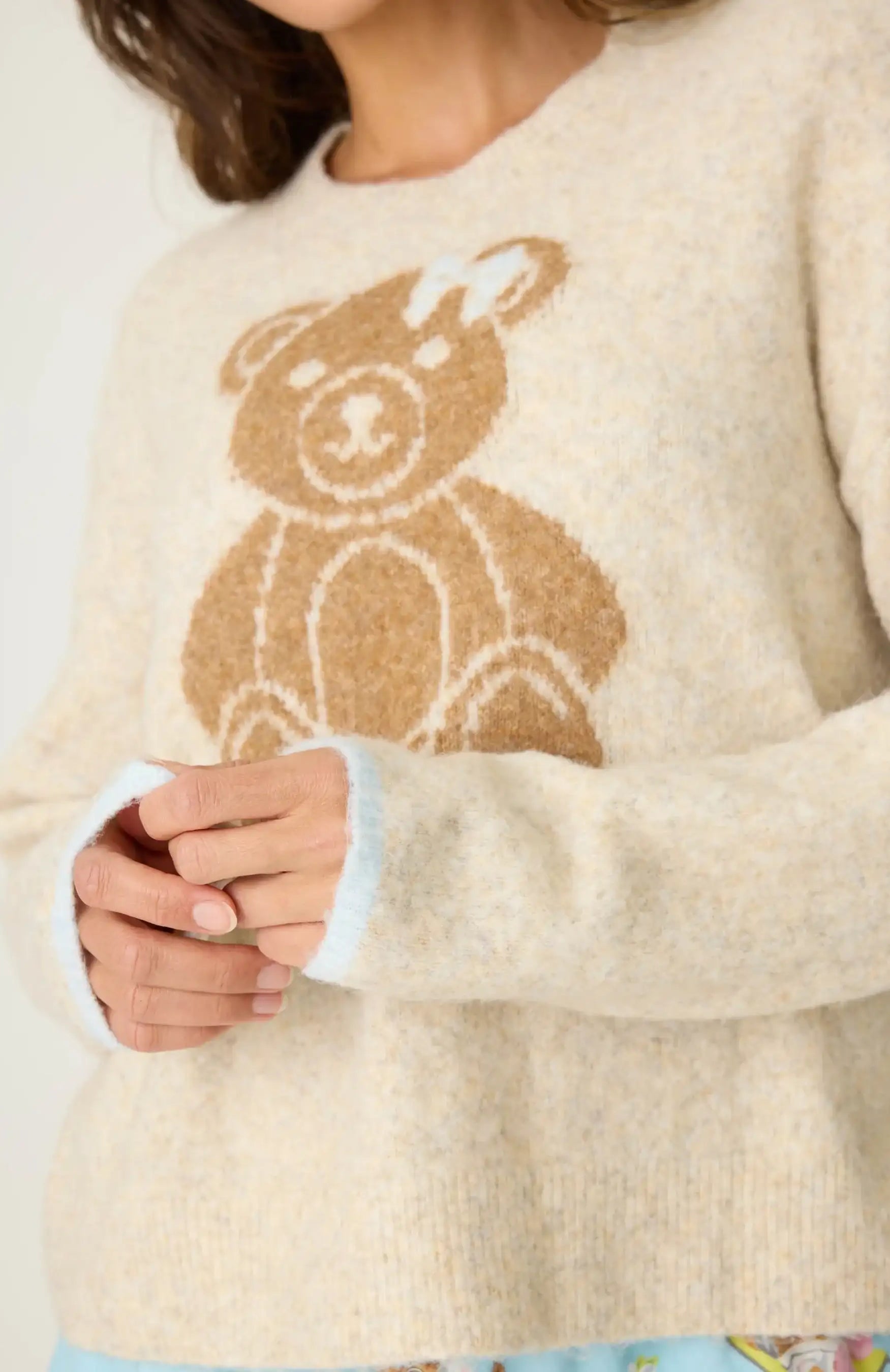 PJ Salvage Teddy Bear Graphic Snuggle Sweater