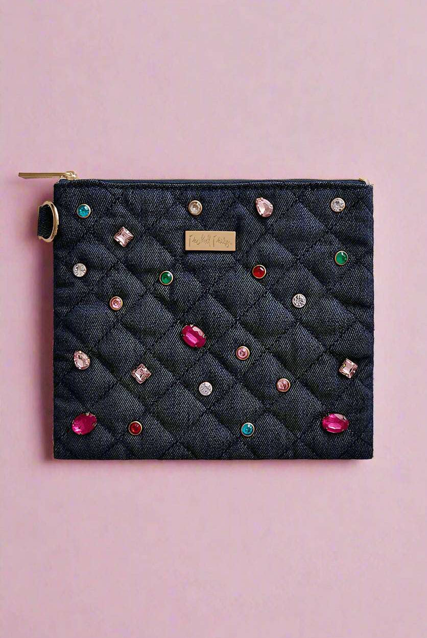 Packed Party Back to Fun Denim Everything Pouch Clutch Bag by Packed Party as seen on celebrities