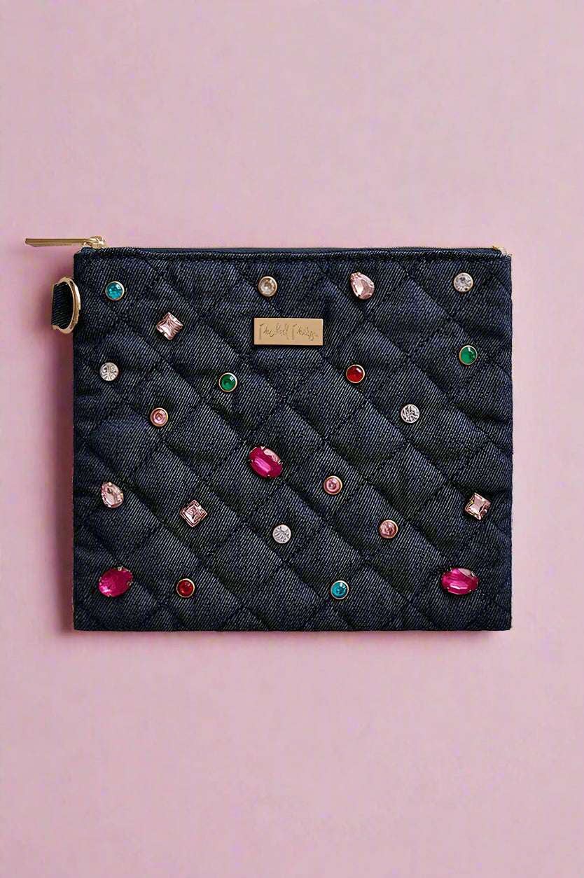 Packed Party Back to Fun Denim Everything Pouch Clutch Bag by Packed Party as seen on celebrities