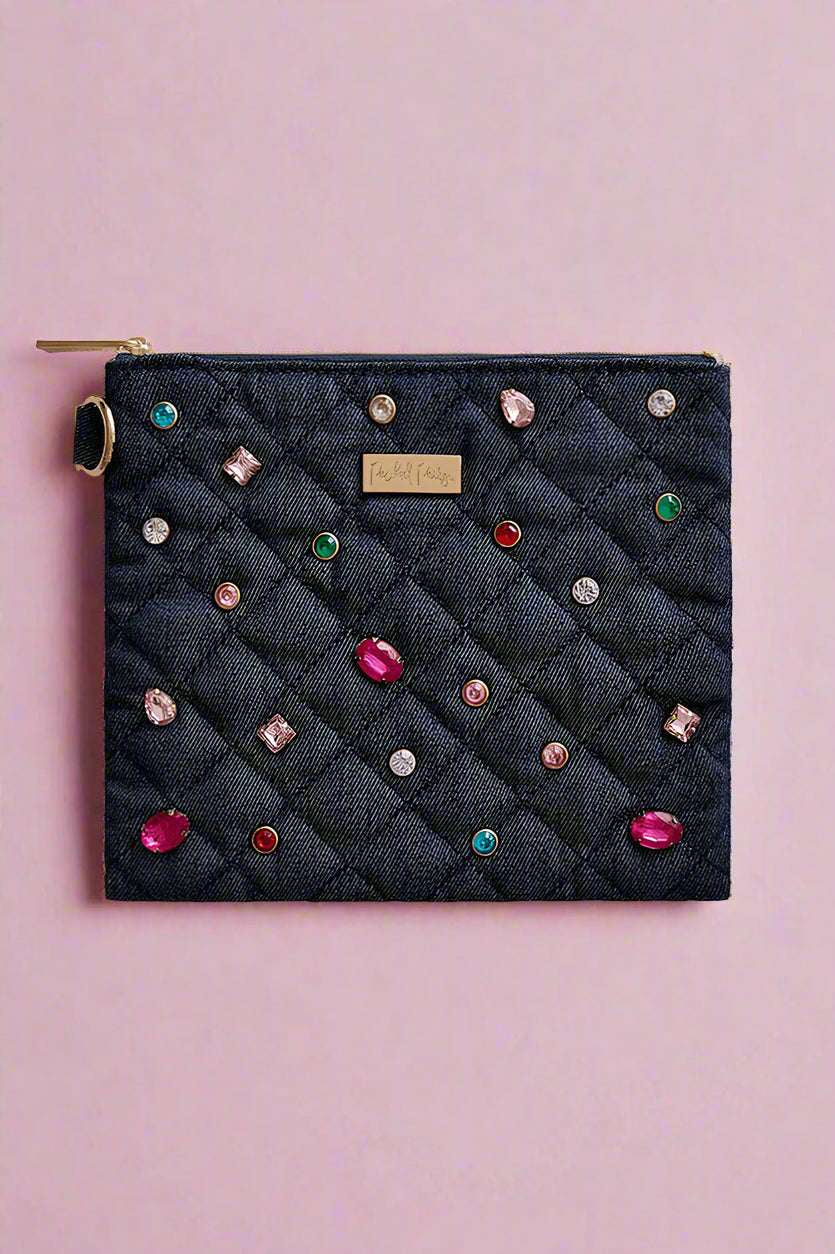 Packed Party Back to Fun Denim Everything Pouch Clutch Bag by Packed Party as seen on celebrities