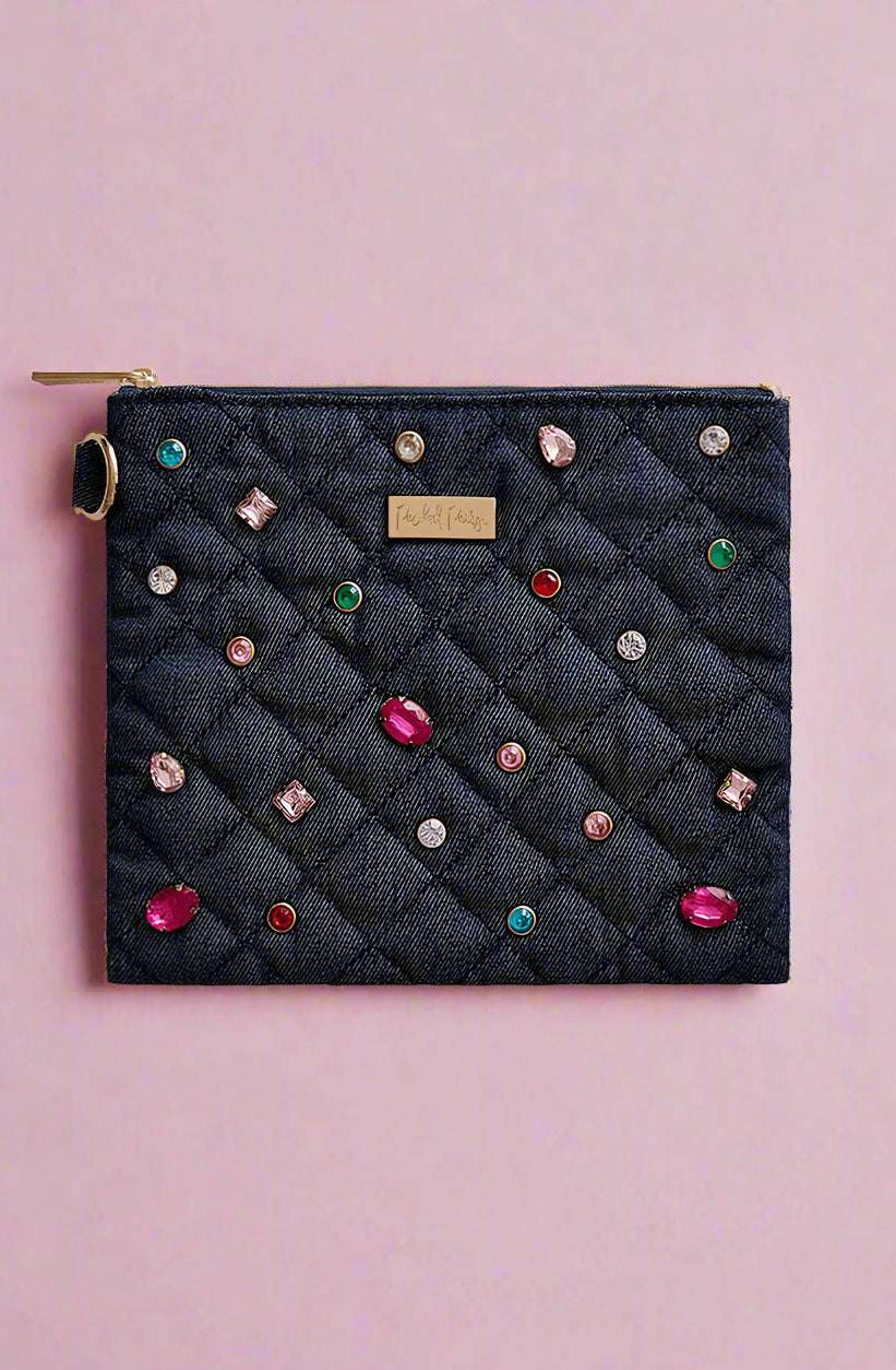 Packed Party Back to Fun Denim Everything Pouch Clutch Bag by Packed Party as seen on celebrities