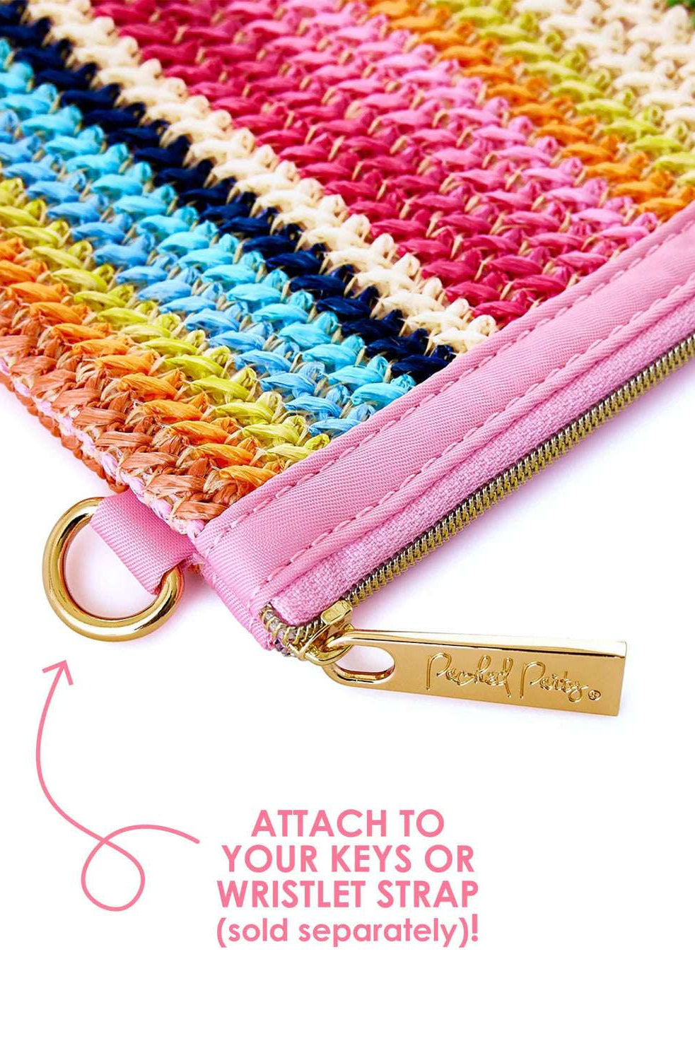 Packed Party Bring On The Fun Luxe Woven Rainbow Everything Pouch Bag Clutch Bag by Packed Party as seen on celebrities
