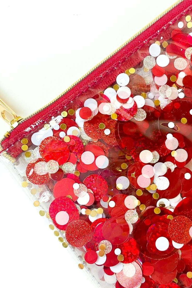 Packed Party Spirit Squad Rally Red Confetti Everything Pouch Clutch Bag by Packed Party as seen on celebrities