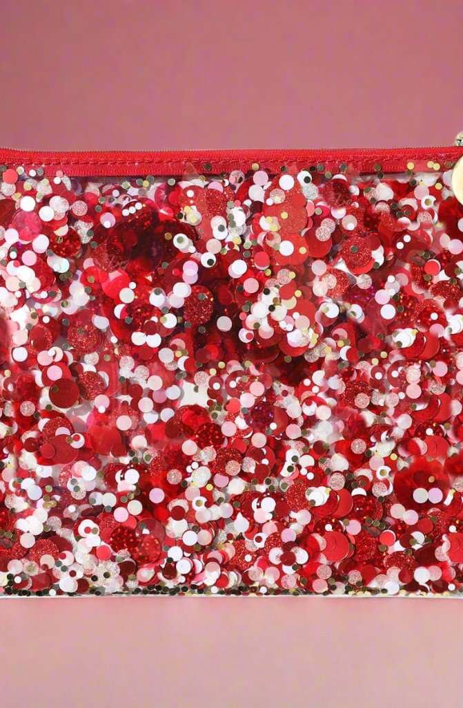 Packed Party Spirit Squad Rally Red Confetti Everything Pouch Clutch Bag by Packed Party as seen on celebrities