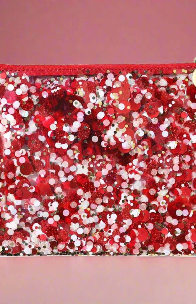 Packed Party Spirit Squad Rally Red Confetti Everything Pouch Clutch Bag by Packed Party as seen on celebrities