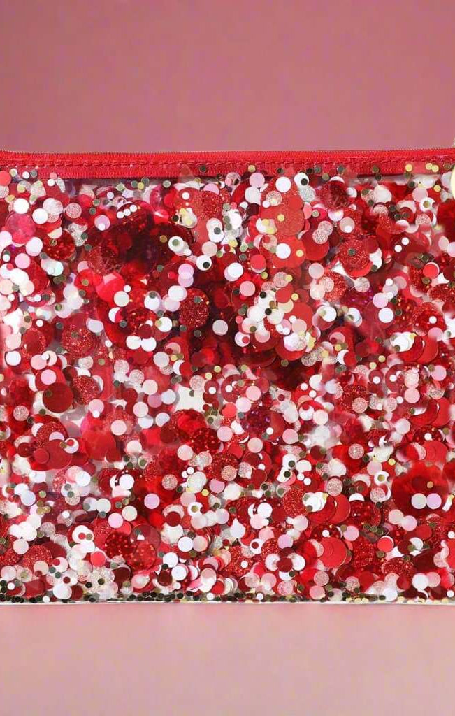 Packed Party Spirit Squad Rally Red Confetti Everything Pouch Clutch Bag by Packed Party as seen on celebrities