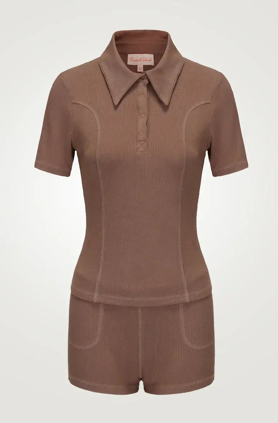 Pixie & Peach Peggy Rib Polo Top