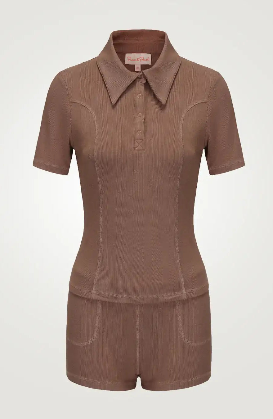 Pixie & Peach Peggy Rib Polo Top