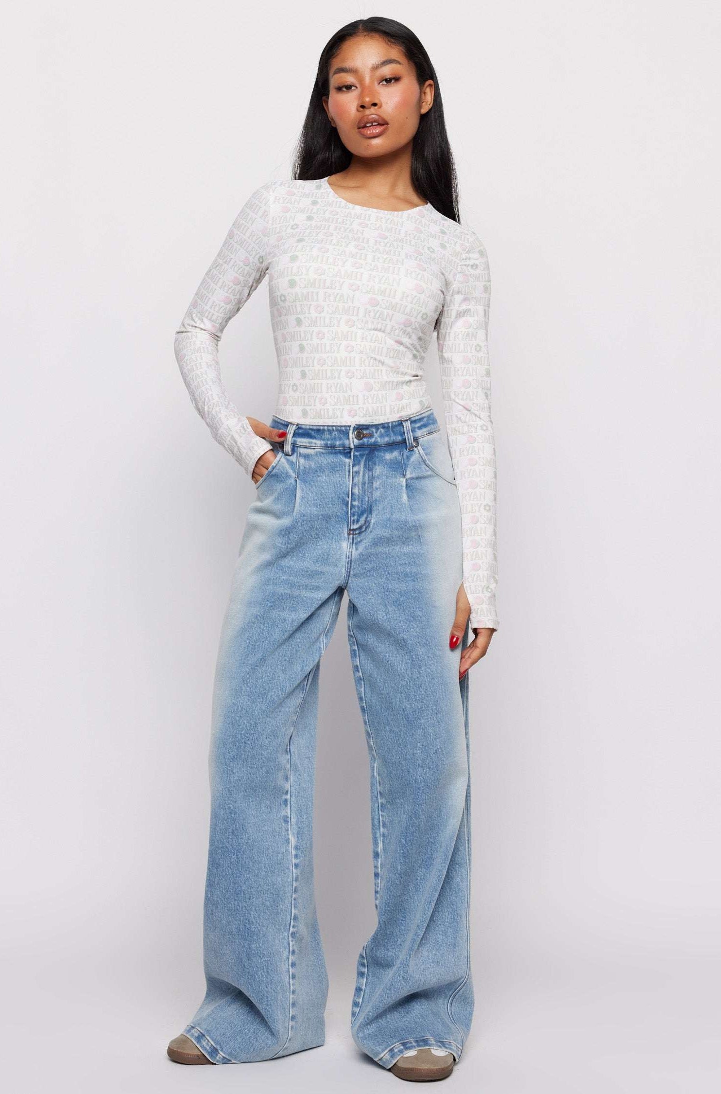 Samii Ryan x Smiley® Denim Jeans MOM Jeans by Samii Ryan as seen on celebrities