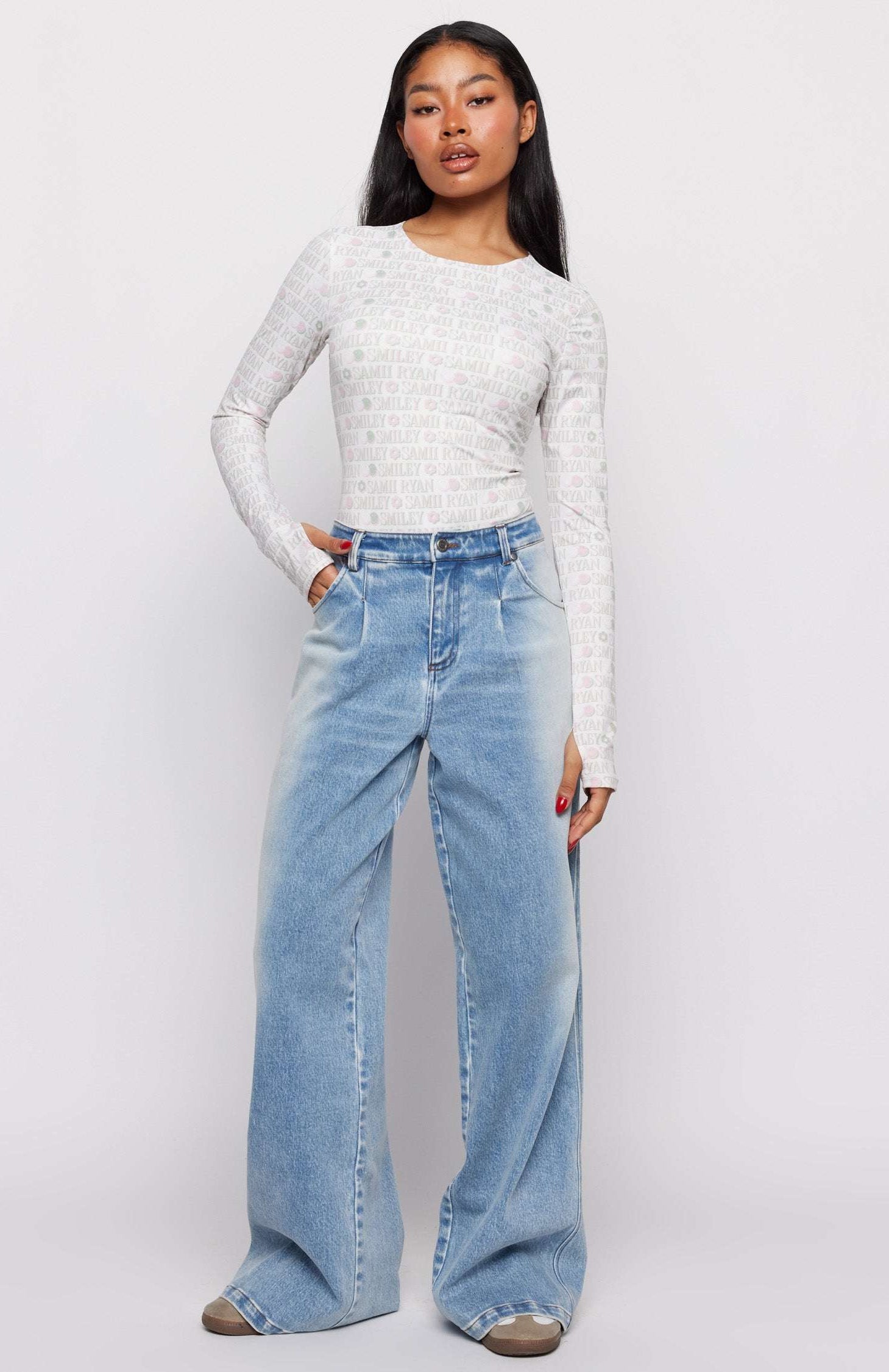 Samii Ryan x Smiley® Denim Jeans MOM Jeans by Samii Ryan as seen on celebrities