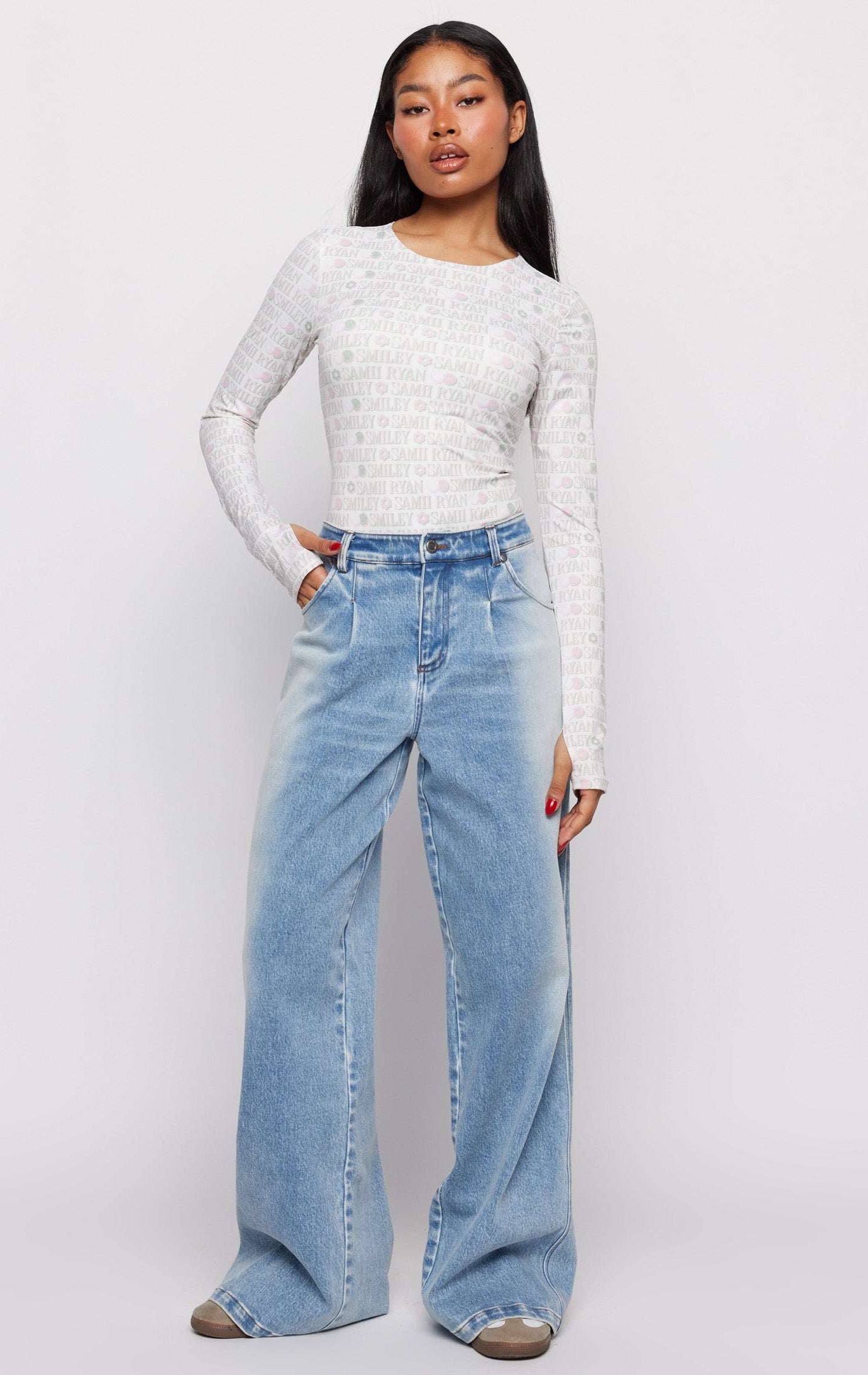 Samii Ryan x Smiley® Denim Jeans MOM Jeans by Samii Ryan as seen on celebrities