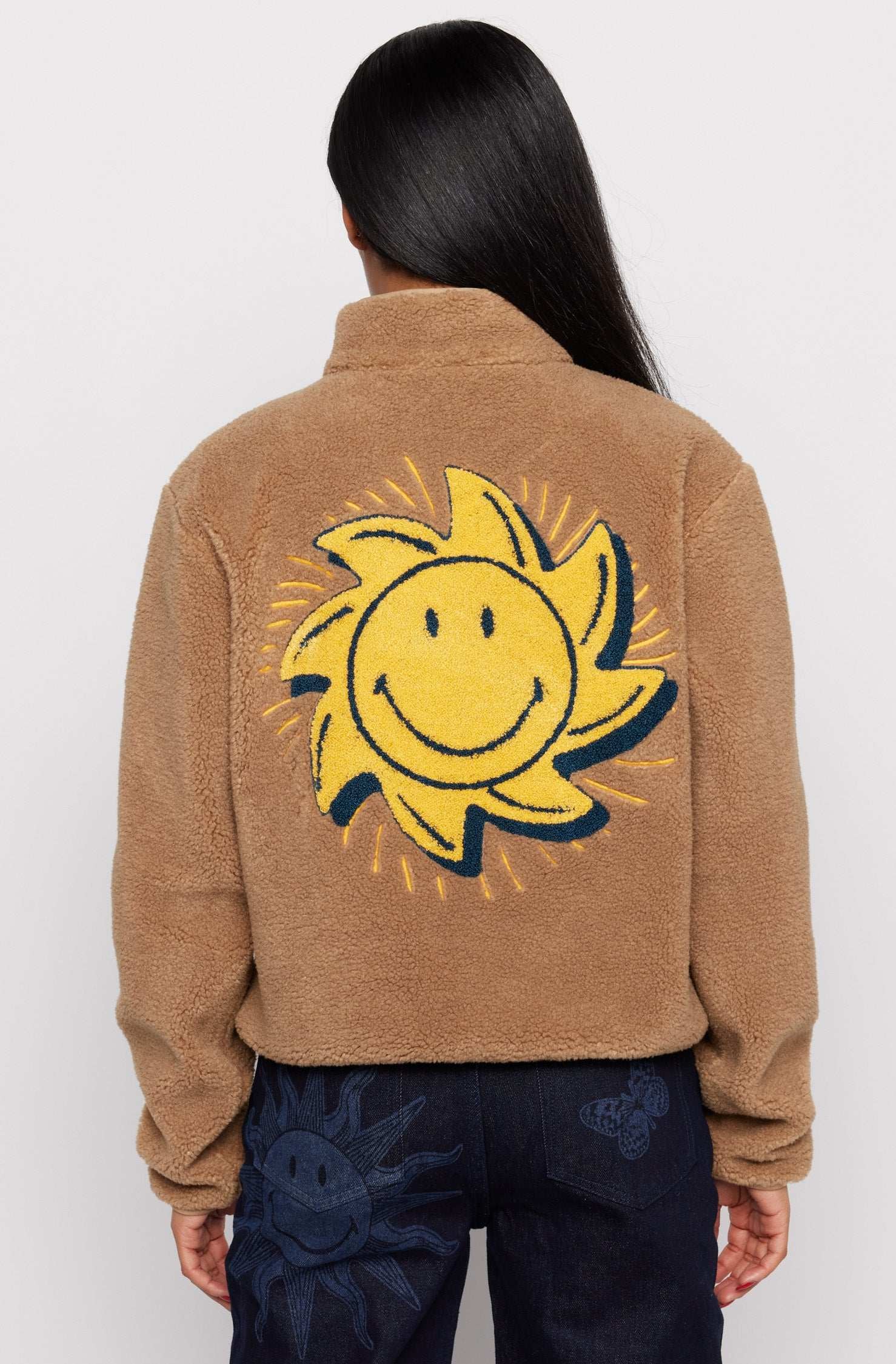 Samii Ryan Smiley® Sunshine Sherpa Jacket as seen on Sarah Jayne Dunn Jacket by Samii Ryan as seen on celebrities