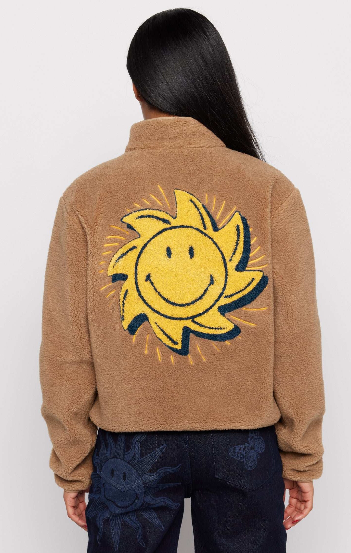 Samii Ryan Smiley® Sunshine Sherpa Jacket as seen on Sarah Jayne Dunn Jacket by Samii Ryan as seen on celebrities