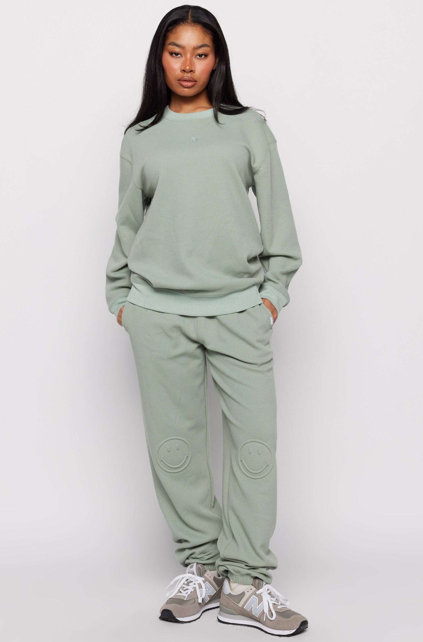 Samii Ryan Smiley® Thermal Crewneck Sweatshirt by Samii Ryan as seen on celebrities