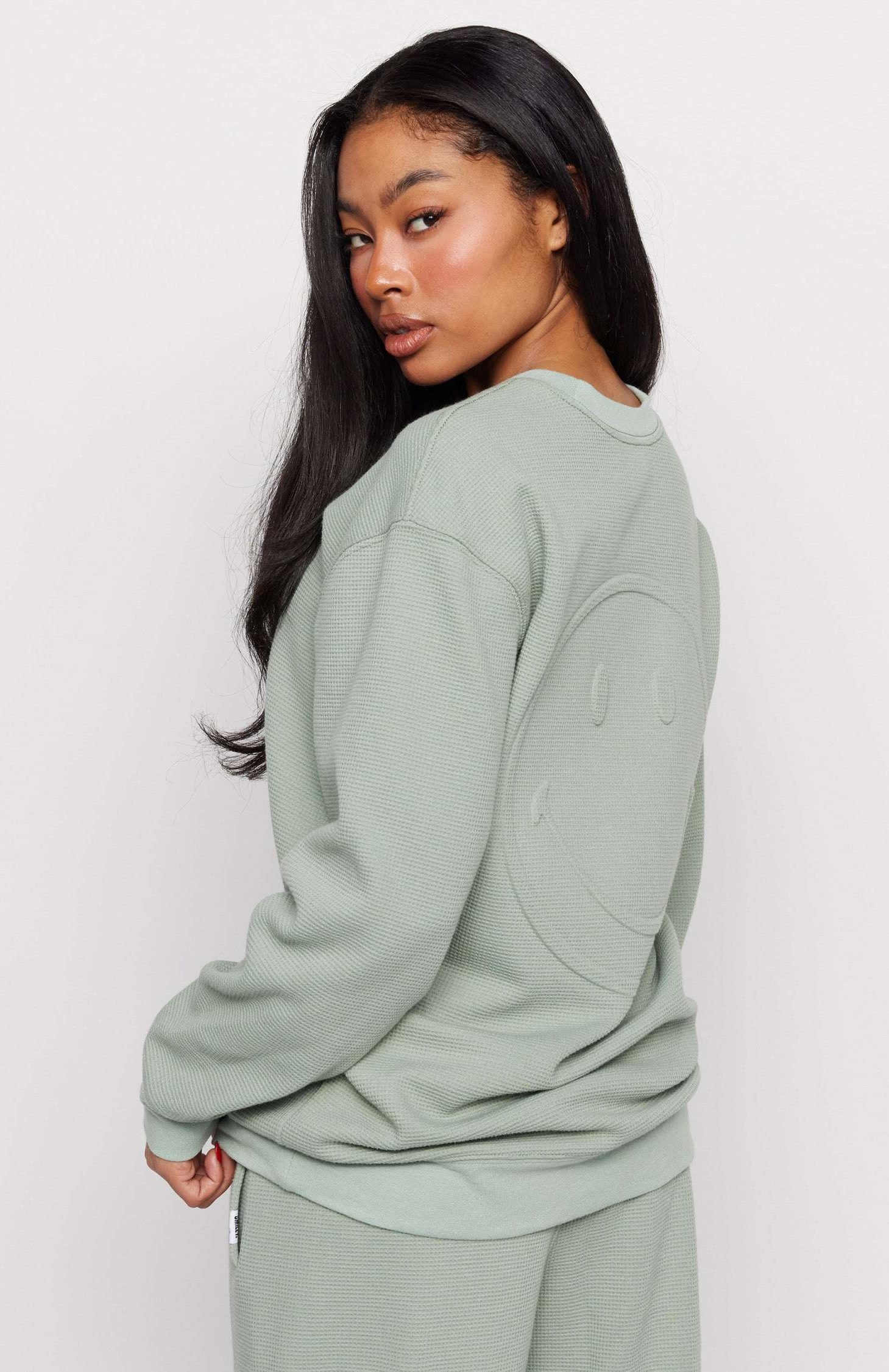 Samii Ryan Smiley® Thermal Crewneck Sweatshirt by Samii Ryan as seen on celebrities