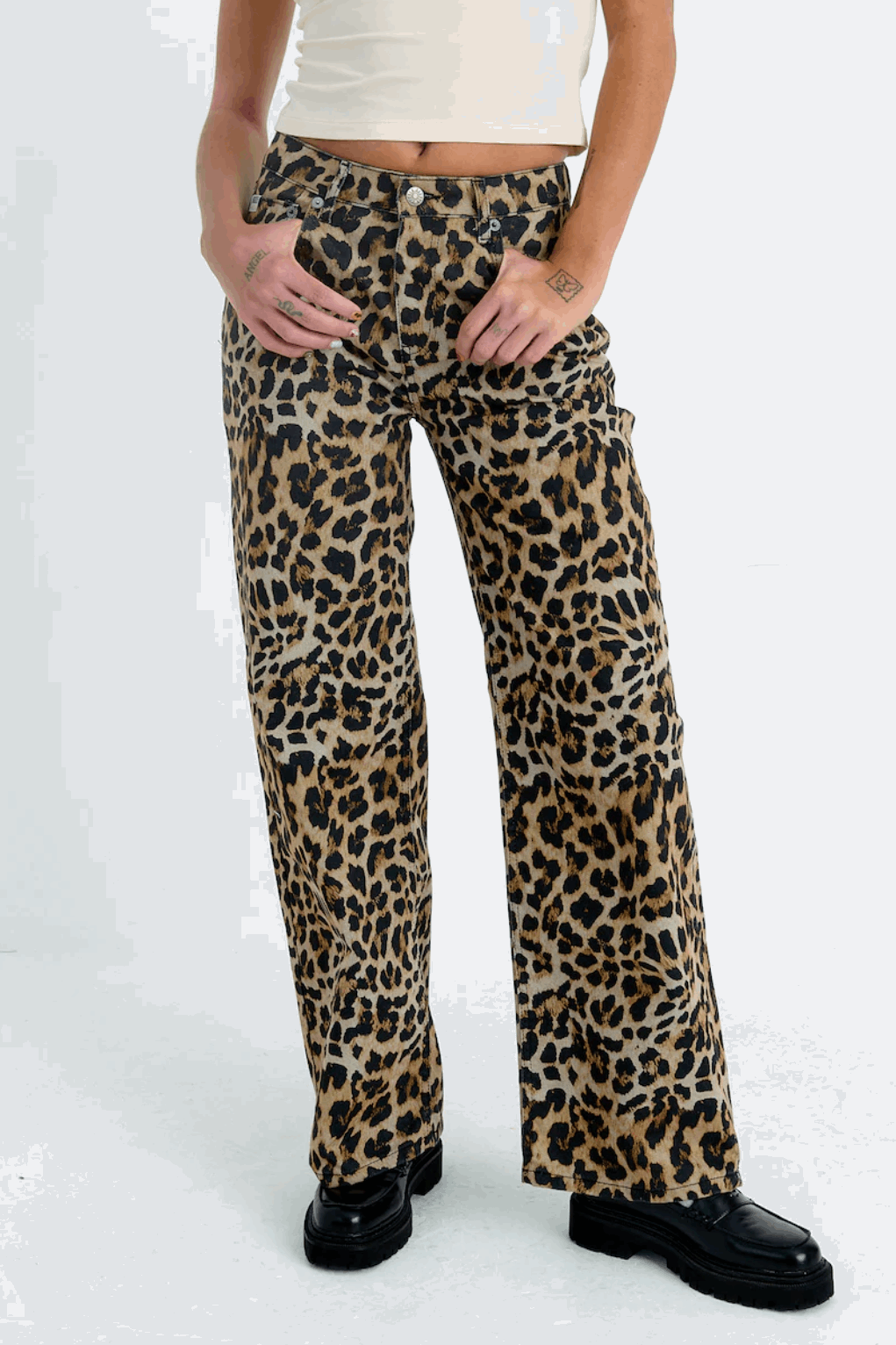 The Ragged Priest Leopard Wash Release Jeans Boyfriend Jeans by The Ragged Priest as seen on celebrities