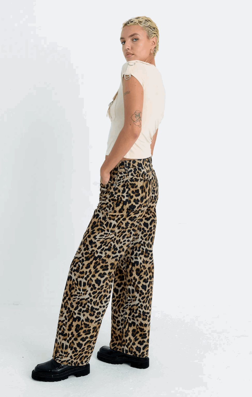 The Ragged Priest Leopard Wash Release Jeans Boyfriend Jeans by The Ragged Priest as seen on celebrities