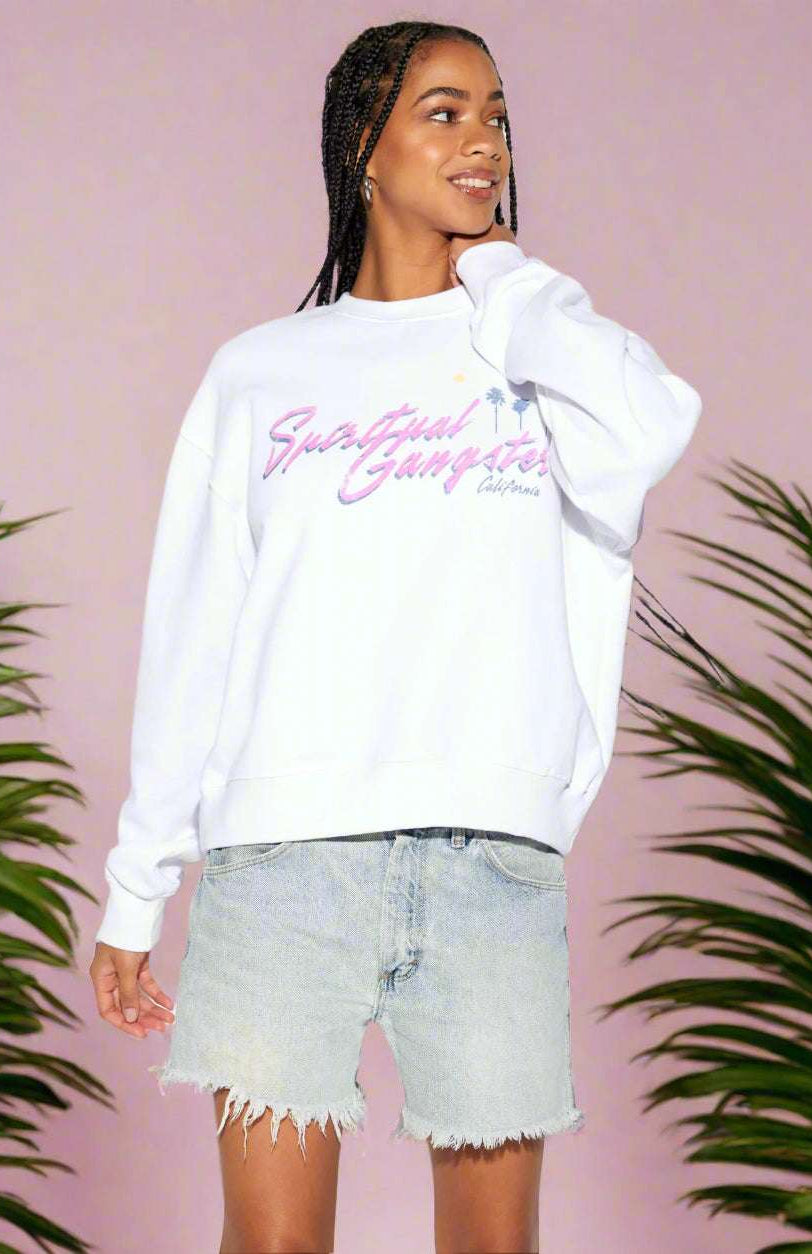 Spiritual Gangster SG Palm LA Brea Crew Sweatshirt by Spiritual Gangster as seen on celebrities