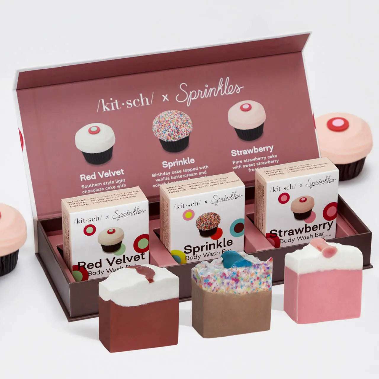 Sprinkles Cupcakes X Kitsch 3 Pc Body Wash Set Soap by Kitsch as seen on celebrities