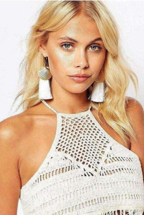 Suzywan DELUXE Sea Shells Tassel Mermaid Earrings Earrings by Suzywan DELUXE as seen on celebrities