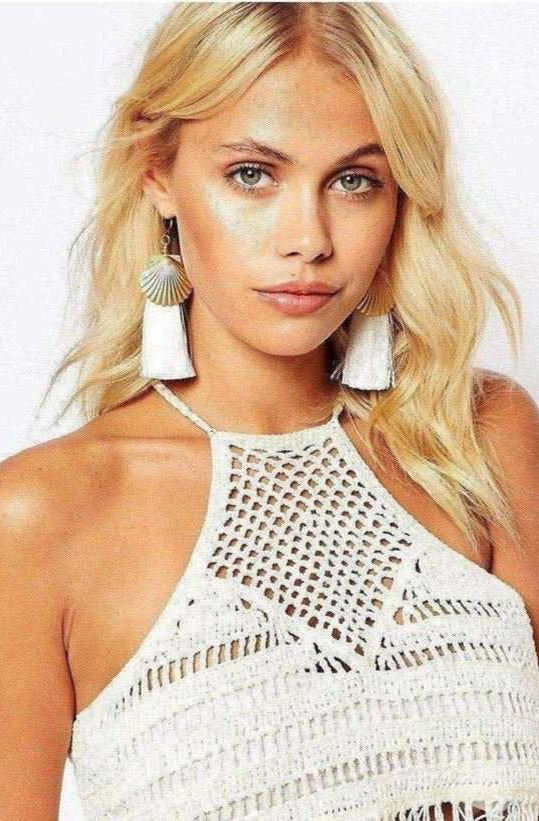 Suzywan DELUXE Sea Shells Tassel Mermaid Earrings Earrings by Suzywan DELUXE as seen on celebrities