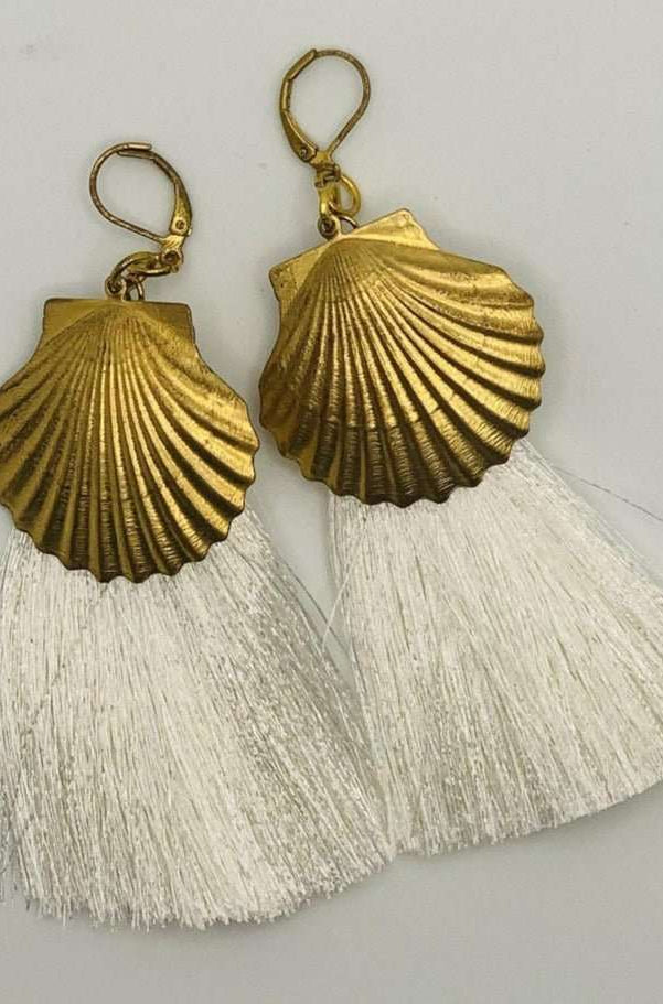 Suzywan DELUXE Sea Shells Tassel Mermaid Earrings Earrings by Suzywan DELUXE as seen on celebrities