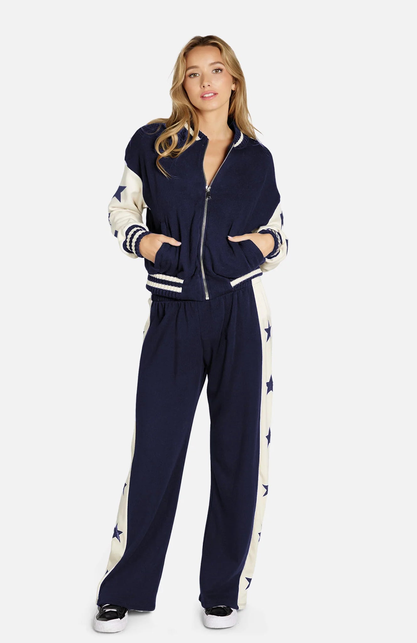 Lauren Moshi Taissa Stars Zip Jacket Zip Up Hoodie by Lauren Moshi as seen on celebrities