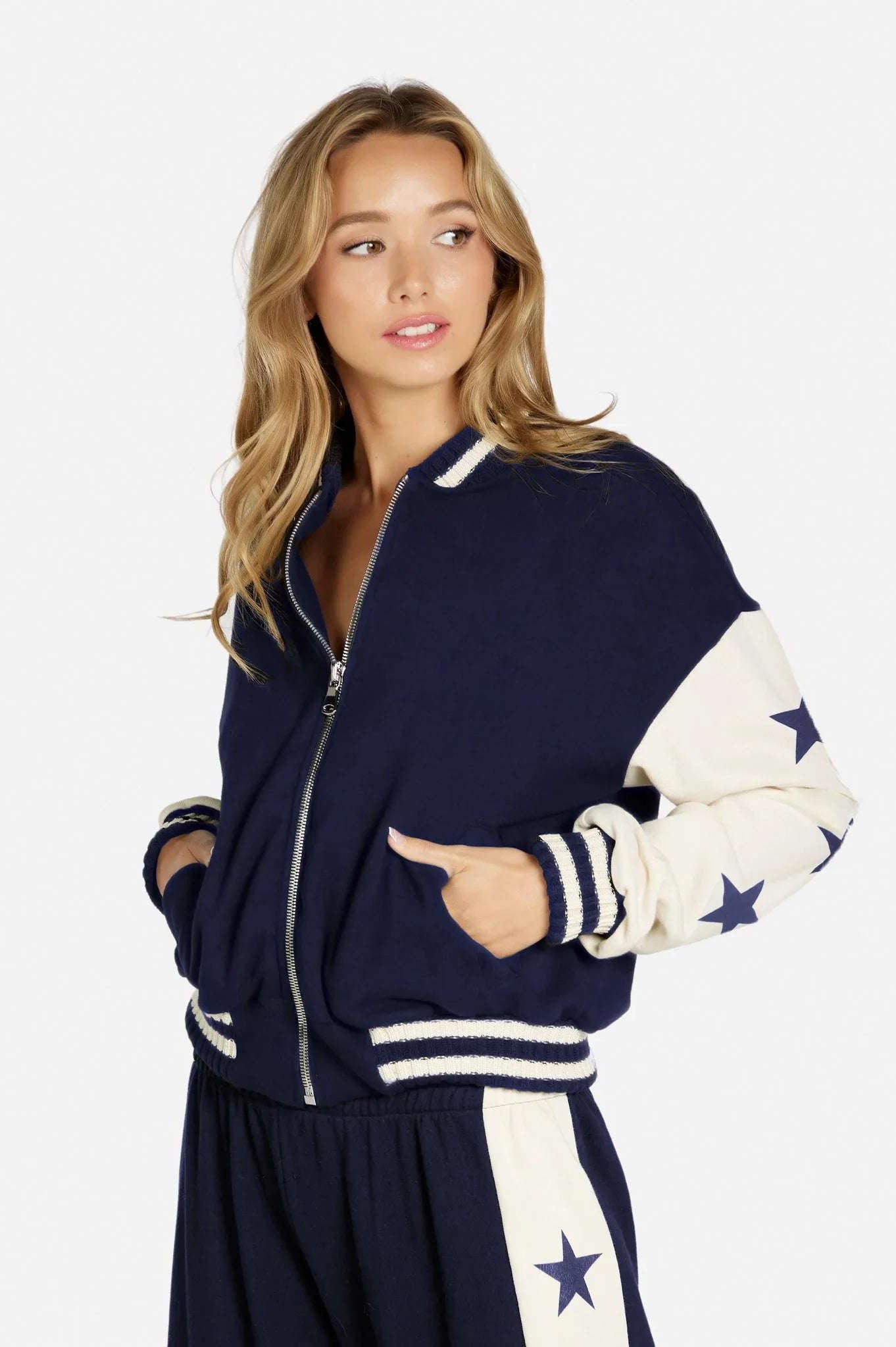 Lauren Moshi Taissa Stars Zip Jacket Zip Up Hoodie by Lauren Moshi as seen on celebrities