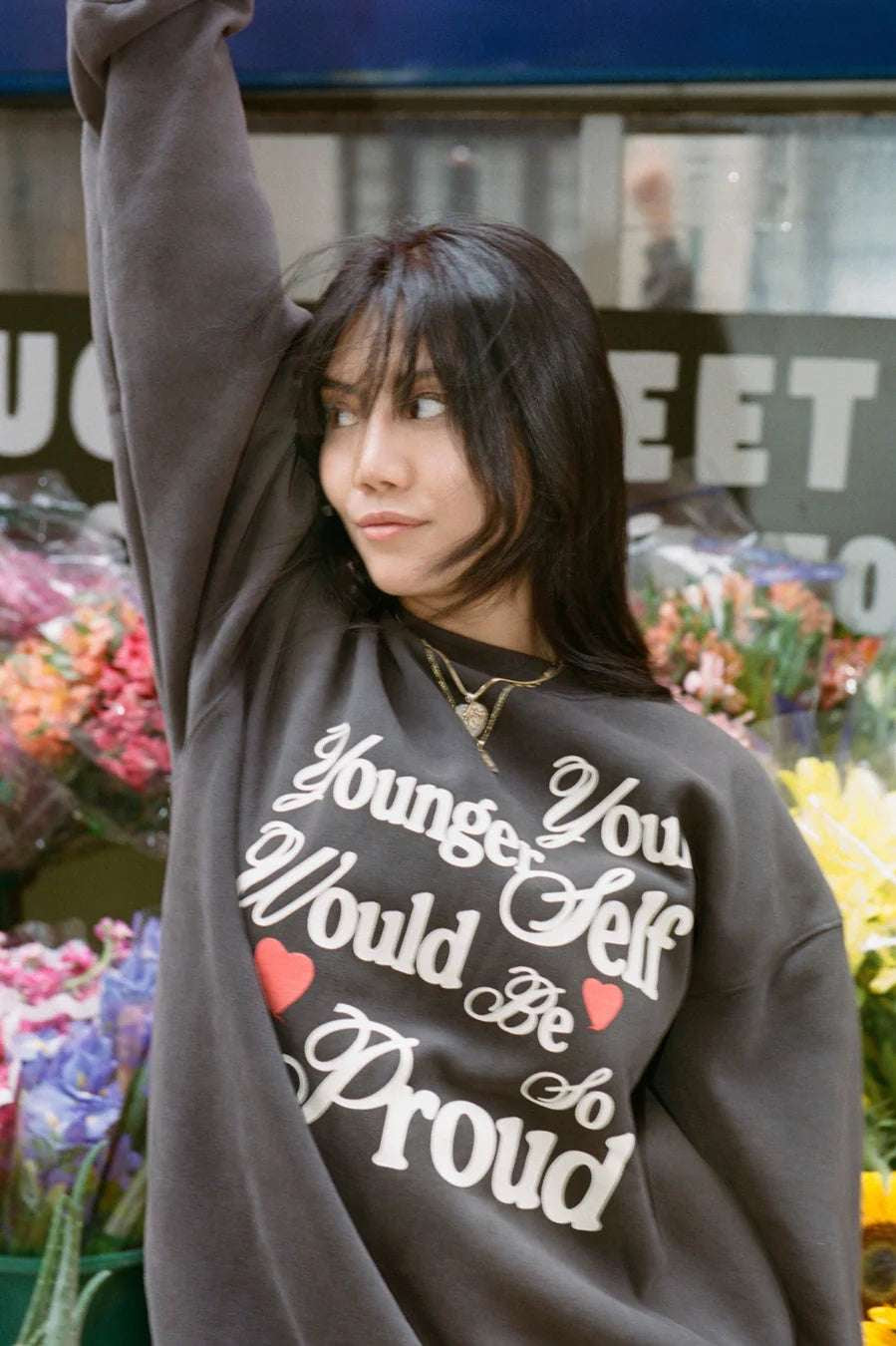 The Mayfair Group Your Younger Self Charcoal Sweatpants Sweatpants by The Mayfair Group as seen on celebrities