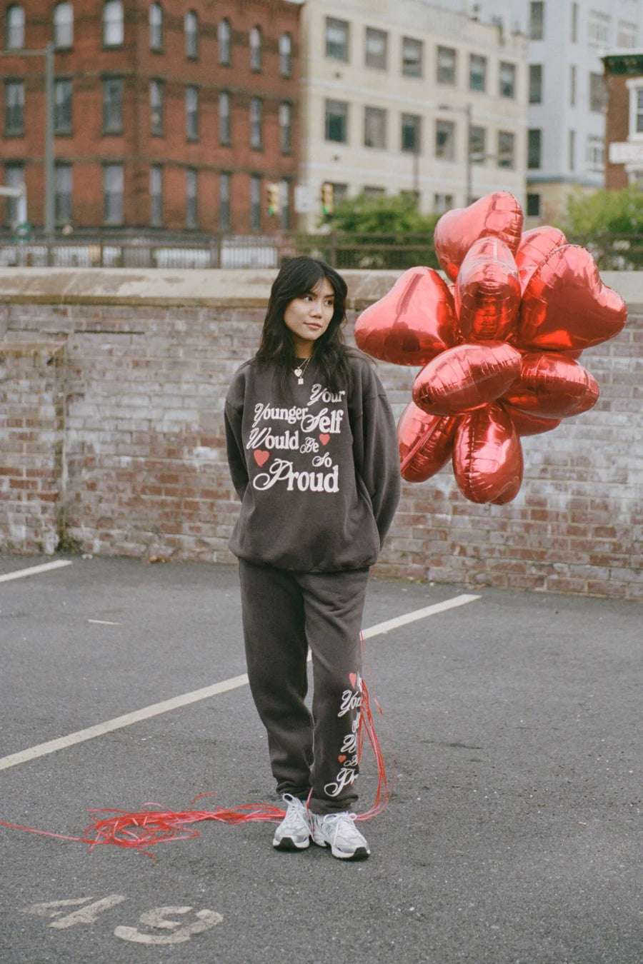 The Mayfair Group Your Younger Self Charcoal Sweatpants Sweatpants by The Mayfair Group as seen on celebrities