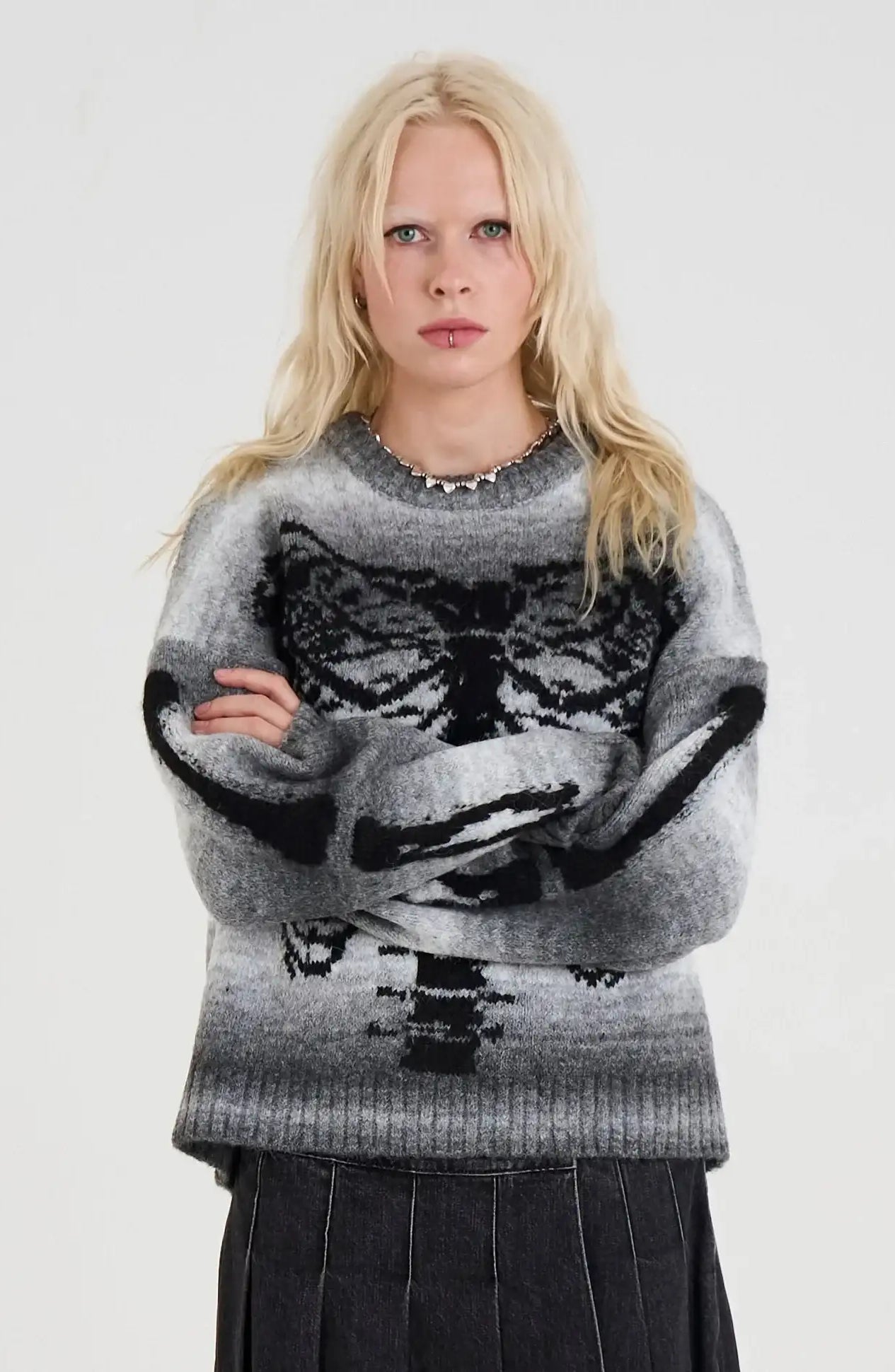 The Ragged Priest Bare Spacedye Skeleton Knit Jumper