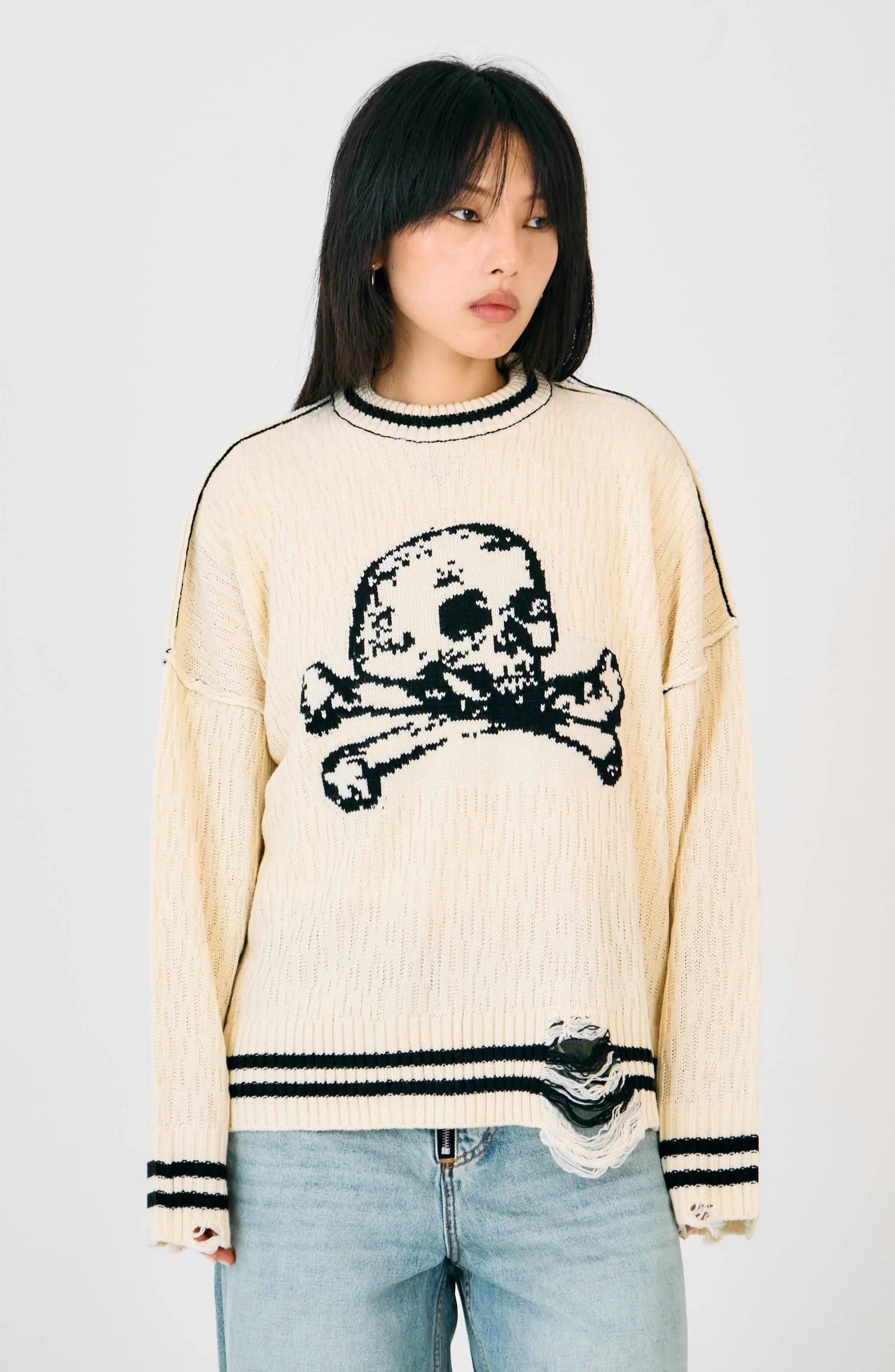 Shop The Ragged Priest Cult Skull Knit Jumper Online